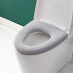 Universelles gestricktes waschbares Toilettenpolster, verdickter warmer Toilettensitzbezug für Zuhause, mit Griff Pink, mit Griff Grau, mit Griff Blau, flach Pink, flach Grau, flach Blau