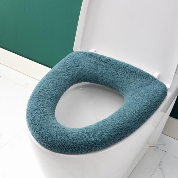 Universelles gestricktes waschbares Toilettenpolster, verdickter warmer Toilettensitzbezug für Zuhause, mit Griff Pink, mit Griff Grau, mit Griff Blau, flach Pink, flach Grau, flach Blau