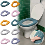 Universelles gestricktes waschbares Toilettenpolster, verdickter warmer Toilettensitzbezug für Zuhause, mit Griff Pink, mit Griff Grau, mit Griff Blau, flach Pink, flach Grau, flach Blau