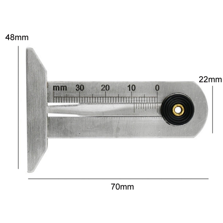 Stainless Steel Tire Tread Vernier Depth Gauge, 0-30mm, 0-50mm, 0-60mm