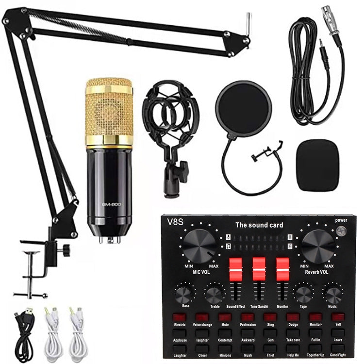 Audio-Kondensatormikrofon Studio Gesangsmikrofon, BM800+V8S Soundkarten-Set, BM800+V8 Soundkarten-Set