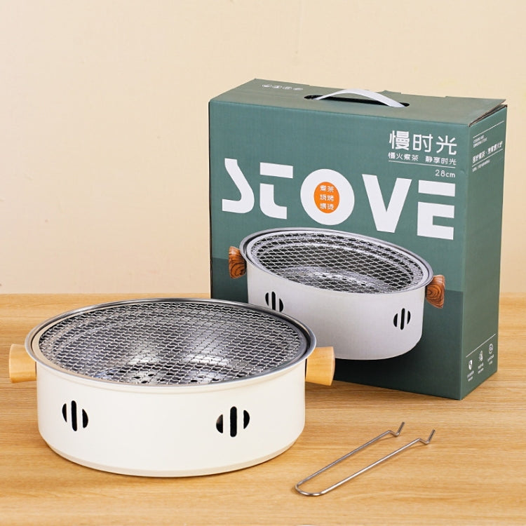 Holzkohlegrill Edelstahl Outdoor Camping Koch-Teekessel Rundherum Grillofen, Stil A, Stil B