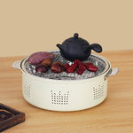 Holzkohlegrill Edelstahl Outdoor Camping Koch-Teekessel Rundherum Grillofen, Stil A, Stil B