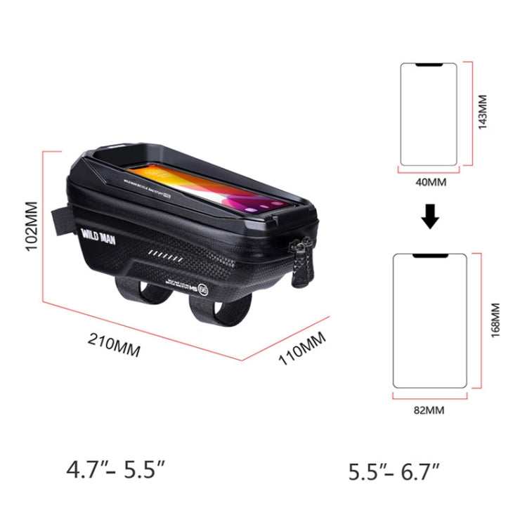 WILD MAN MS66 1,2L EVA Hartschalen Fahrrad Vorderradträger Tasche Touchscreen Handytasche, MS66