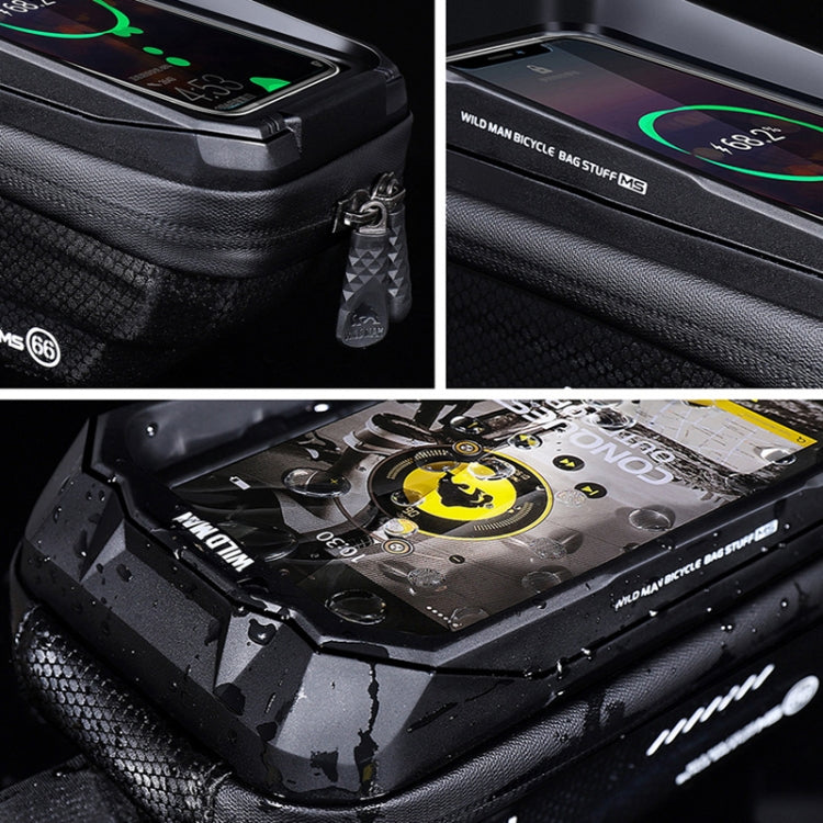 WILD MAN MS66 1,2L EVA Hartschalen Fahrrad Vorderradträger Tasche Touchscreen Handytasche, MS66
