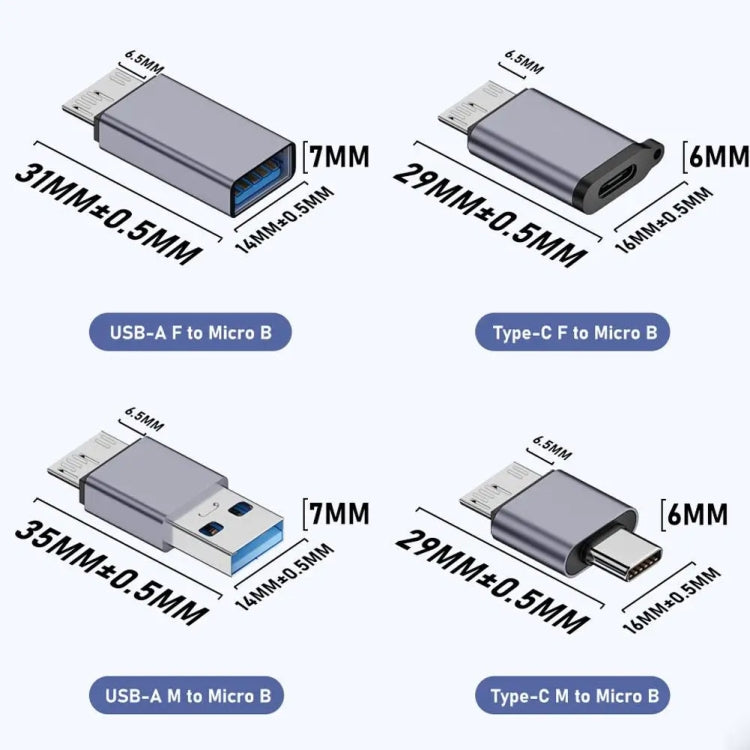 Micro B Stecker Adapter USB-Verbindung HDD-Gehäuse Schnittstellenwandler, USB Buchse Übertragung, Type-C Buchse Übertragung, USB Stecker Übertragung, Type-C Stecker Übertragung