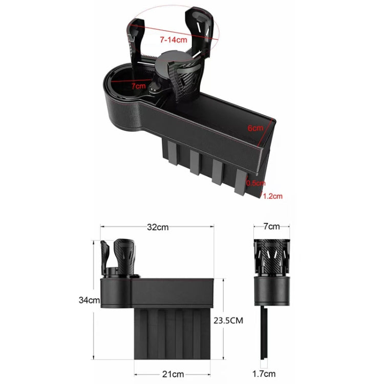 Car Seat Gap Storage Box Car Water Cup Holder Ashtray, Left Black Red, Left Carbon Fiber, Left Brown, Left Beige, Left Black, Right Black Red, Right Carbon Fiber, Right Brown, Right Beige