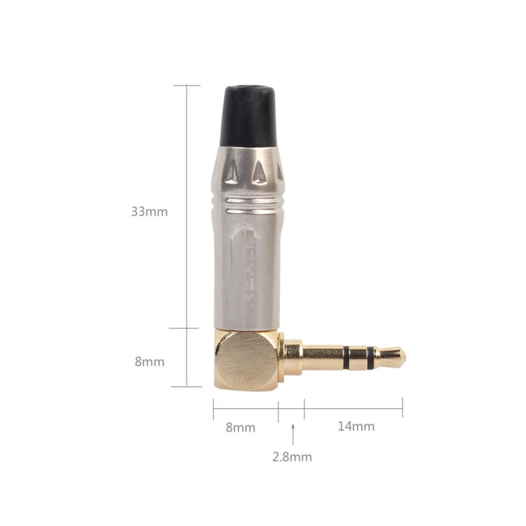 Zinklegierung L-förmiger 90 Grad 3,5mm Stereo Headset Kabel Lötstecker, Zinklegierung