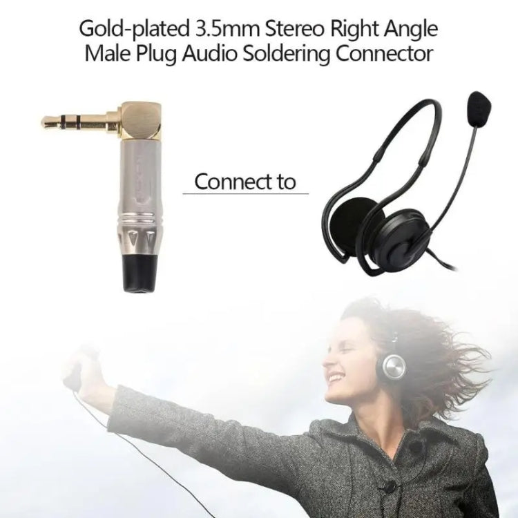 Zinklegierung L-förmiger 90 Grad 3,5mm Stereo Headset Kabel Lötstecker, Zinklegierung