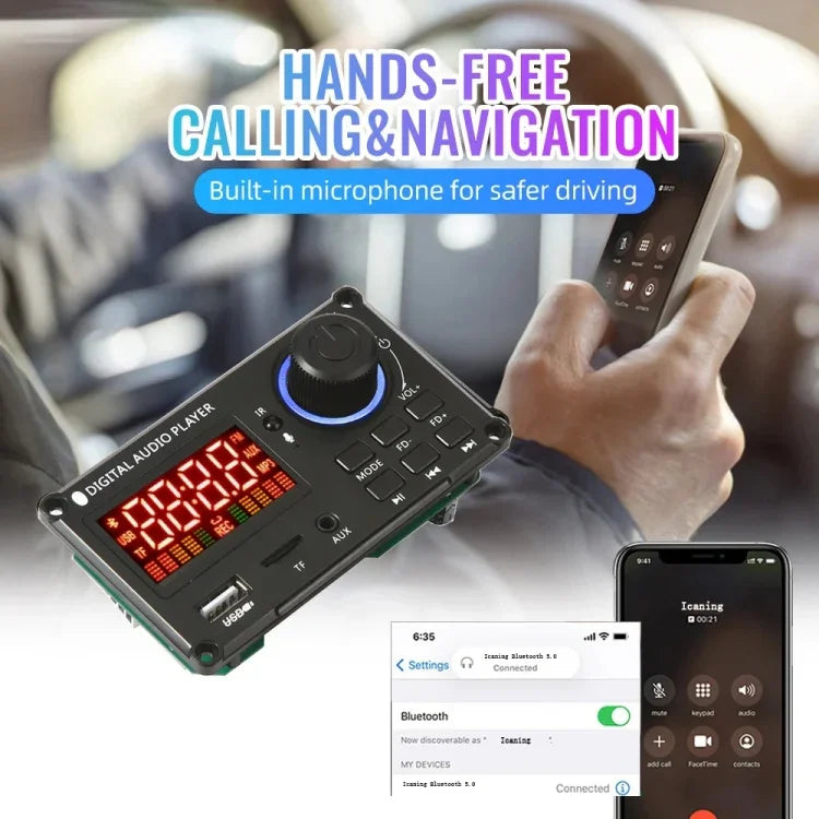 100W 12V TPA3116 Farbdisplay Leistungsverstärker Bluetooth Decoder-Platine mit Anrufaufzeichnung, Silikon-Fernbedienung, Kleine Silikon-Fernbedienung, Kleine Fernbedienung