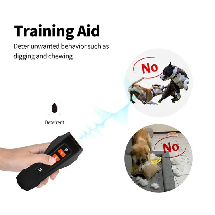 Handliches Ultraschall-Hundebellabwehrgerät mit LED-Blinklicht und Frequenzumwandlung, Schwarz+Orange, Dunkelgrau, Grau+Orange
