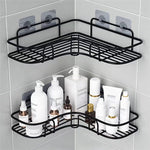 Badezimmer-Dreiecksregal, bohrfrei, multifunktional, zur Wandmontage, Dreieck (Weiß), Dreieck (Schwarz)