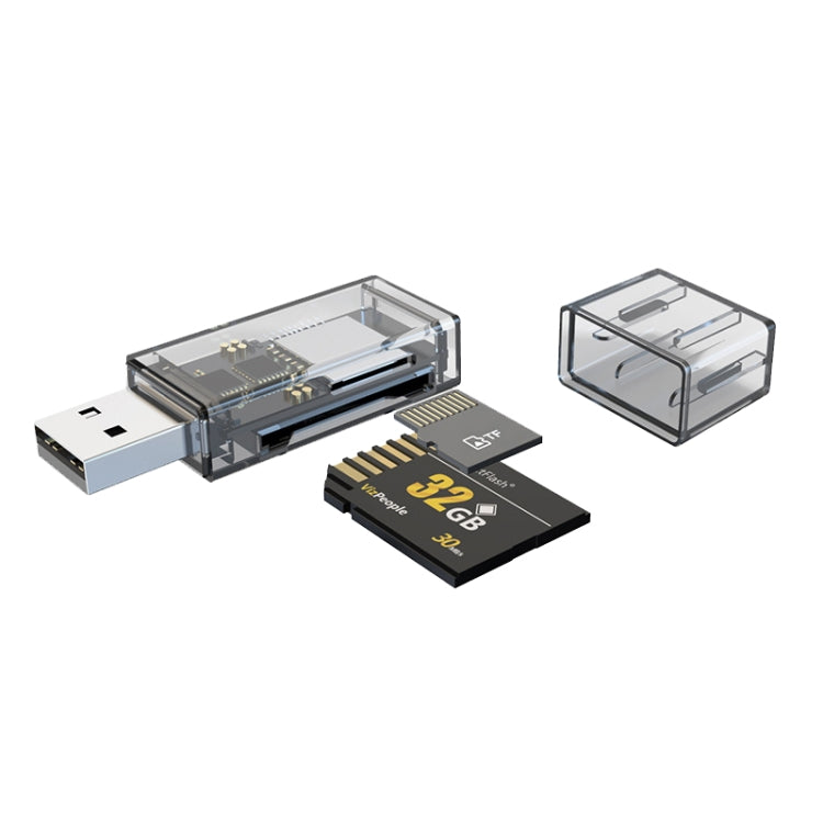 OTG Konverter USB zu SD/TF 2 in 1 Multifunktions-Transparenter Kartenleser, Transparent