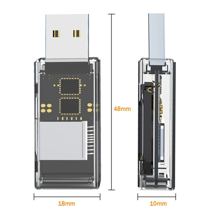 OTG Konverter USB zu SD/TF 2 in 1 Multifunktions-Transparenter Kartenleser, Transparent