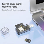 OTG Konverter USB zu SD/TF 2 in 1 Multifunktions-Transparenter Kartenleser, Transparent
