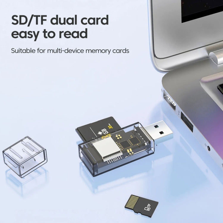 OTG Konverter USB zu SD/TF 2 in 1 Multifunktions-Transparenter Kartenleser, Transparent