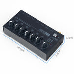 Ultrakompakter Rauscharm 6-Kanal Stereo-Audiomixer, US-Stecker, MIX600