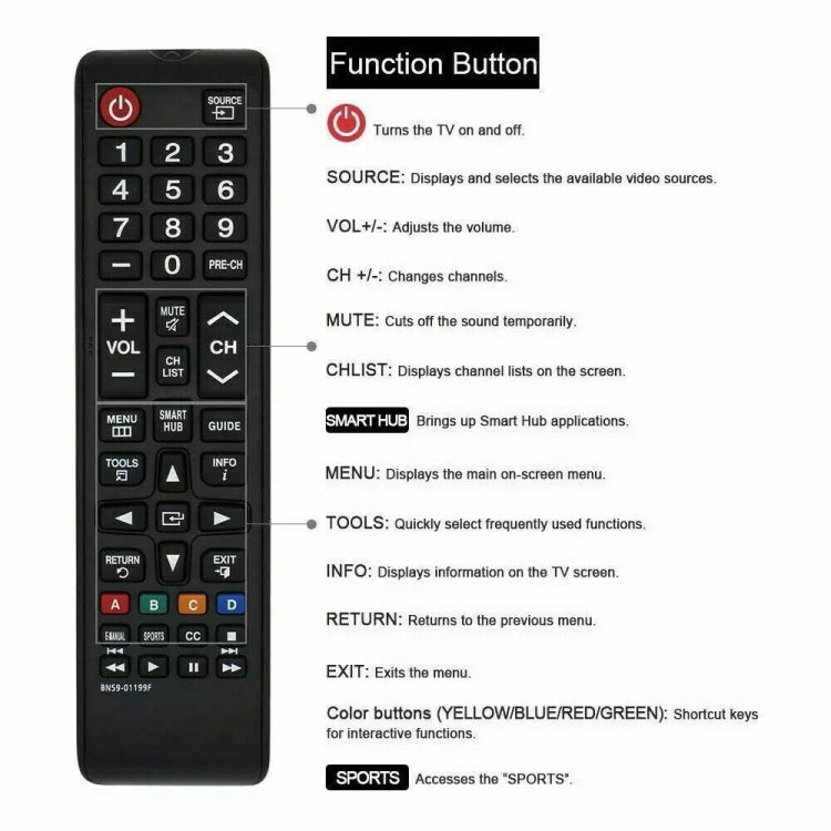 BN59-01199F Für Samsung LED LCD Smart TV Fernbedienung, BN59-01199F