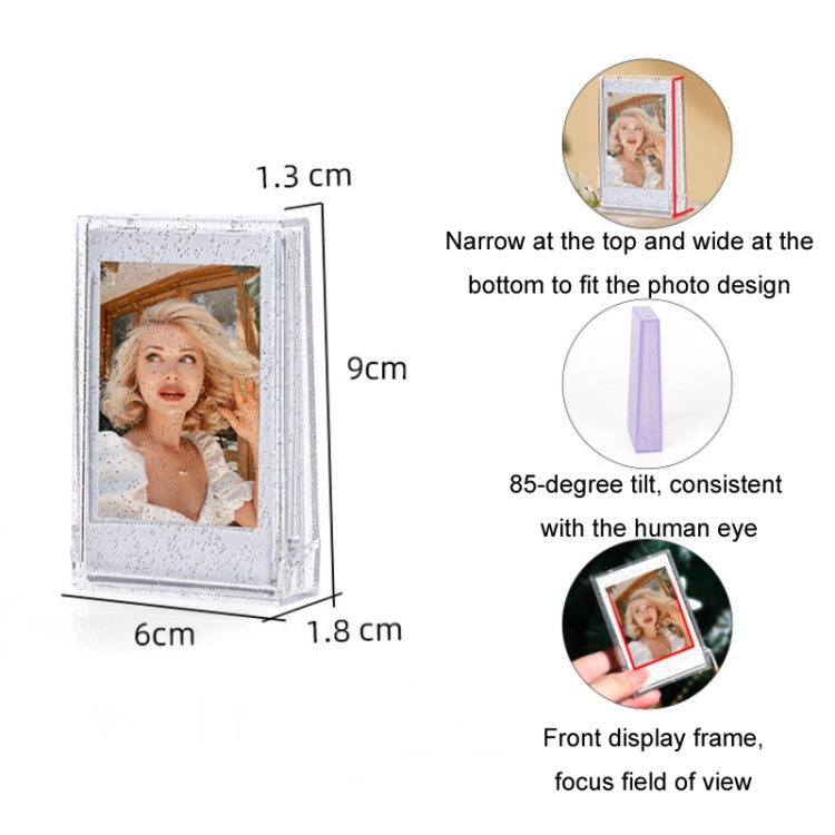 3 Zoll Ice Cream Glitter Fotobox Promi-Fotokarten-Aufbewahrungsbox für Polaroids, transparent, pink, lila, blau, grün