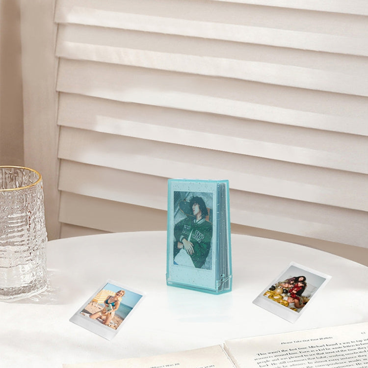 3 Zoll Ice Cream Glitter Fotobox Promi-Fotokarten-Aufbewahrungsbox für Polaroids, transparent, pink, lila, blau, grün