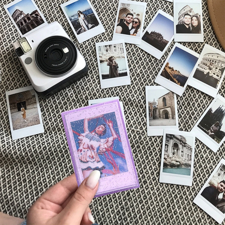 3 Zoll Ice Cream Glitter Fotobox Promi-Fotokarten-Aufbewahrungsbox für Polaroids, transparent, pink, lila, blau, grün