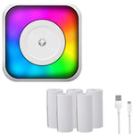 RGB-Licht Tragbarer Mini Bluetooth Drucker Tintenloser Dokumenten- und Etikettendrucker, mit 1 Rolle Papier, mit 5 Rollen Papier, mit 5 Rollen Aufkleber, mit 5 Papier+5 Aufkleber+3 Farbpapier
