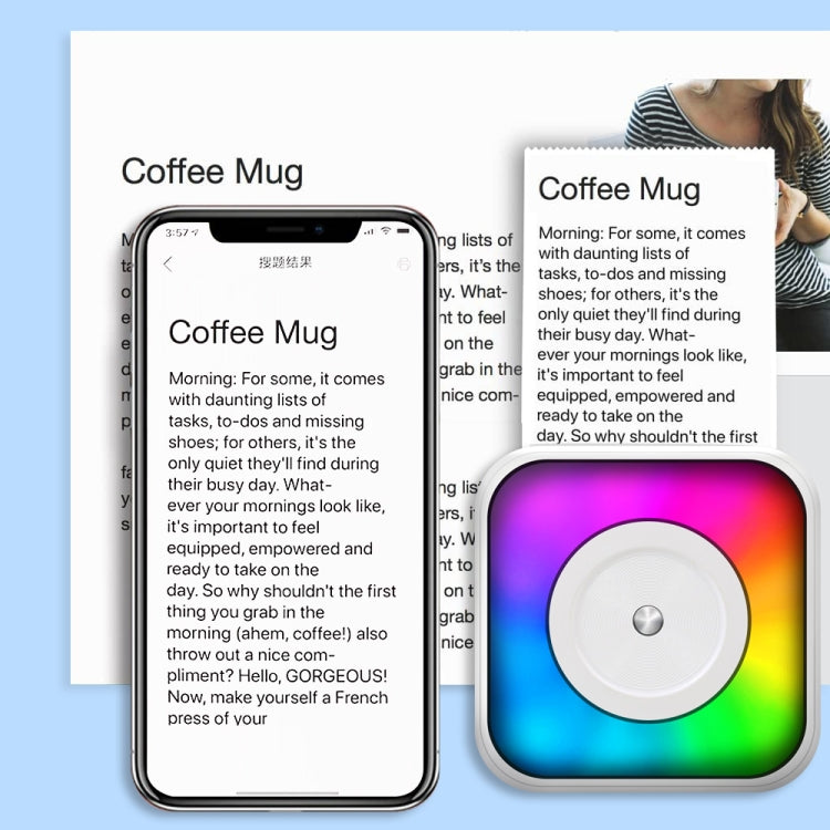 RGB-Licht Tragbarer Mini Bluetooth Drucker Tintenloser Dokumenten- und Etikettendrucker, mit 1 Rolle Papier, mit 5 Rollen Papier, mit 5 Rollen Aufkleber, mit 5 Papier+5 Aufkleber+3 Farbpapier