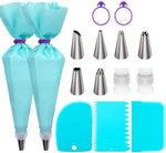 15 in 1 Silikon Spritzbeutel für Zuckerguss Sahne Gebäckbeutel Edelstahl Tüllen-Set, 15 Stück /Set