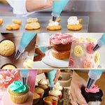 15 in 1 Silikon Spritzbeutel für Zuckerguss Sahne Gebäckbeutel Edelstahl Tüllen-Set, 15 Stück /Set