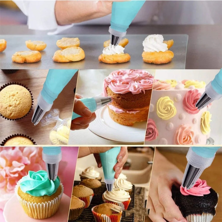 15 in 1 Silikon Spritzbeutel für Zuckerguss Sahne Gebäckbeutel Edelstahl Tüllen-Set, 15 Stück /Set