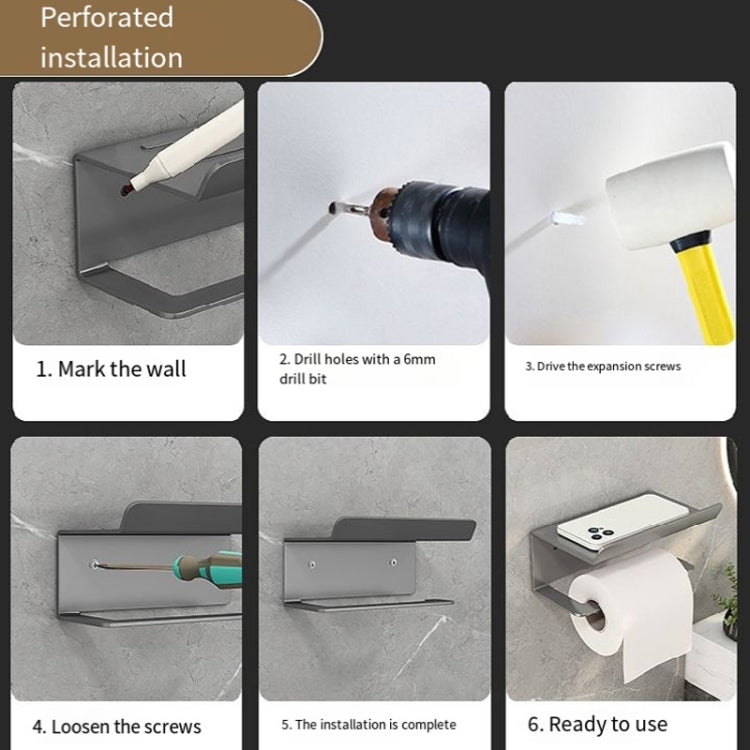 Edelstahl-Toilettenpapierhalter ohne Bohren mit Handy-Ablage, Telefonablage (Weiß), Papierablage (Weiß), Telefonablage (Schwarz), Papierablage (Schwarz), Telefonablage (Grau), Papierablage (Grau)