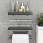 Edelstahl-Toilettenpapierhalter ohne Bohren mit Handy-Ablage, Telefonablage (Weiß), Papierablage (Weiß), Telefonablage (Schwarz), Papierablage (Schwarz), Telefonablage (Grau), Papierablage (Grau)