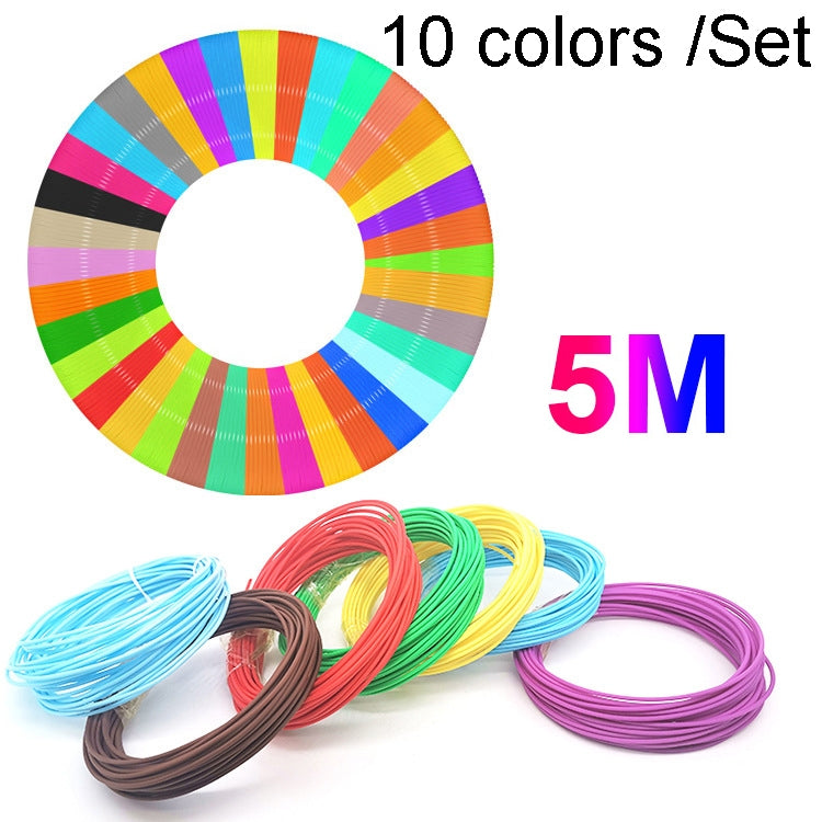 3D-Druck Stift Verbrauchsmaterial 1,75mm Hochfester Filament Rohmaterial Umweltfreundliches Druckseidenfaden, 10 Farben / Set PCL 5m