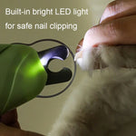 LED-Krallenschere für Hunde und Katzen mit Nagelpolierer, Weiß, Grün