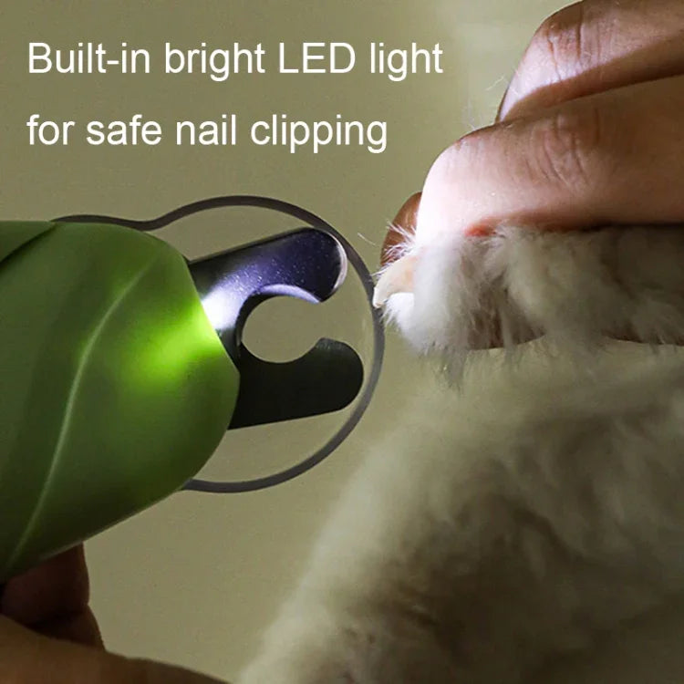 LED-Krallenschere für Hunde und Katzen mit Nagelpolierer, Weiß, Grün