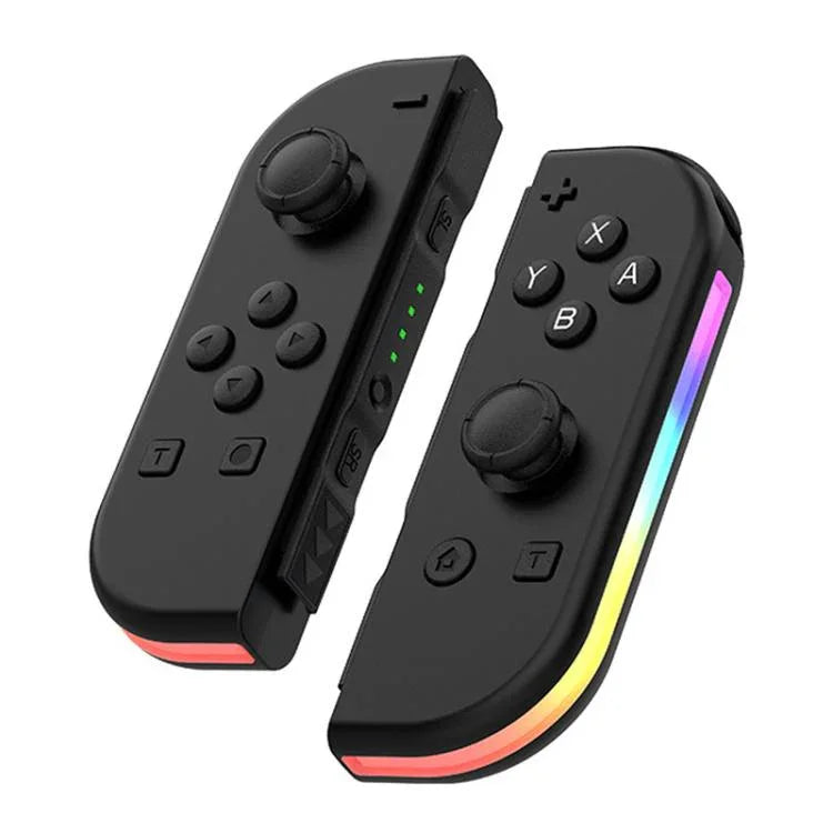 JOY-02 Gaming-Controller (links und rechts) mit RGB-Beleuchtung, ergonomischer Oberfläche und Bluetooth-Funktion für Switch / Switch OLED / Switch Pro / Switch Lite / Switch Joy-Con, Schwarz, Grau