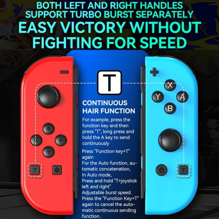 JOY-02 Gaming-Controller (links und rechts) mit RGB-Beleuchtung, ergonomischer Oberfläche und Bluetooth-Funktion für Switch / Switch OLED / Switch Pro / Switch Lite / Switch Joy-Con, Schwarz, Grau