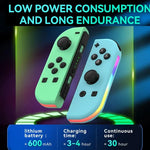 JOY-02 Gaming-Controller (links und rechts) mit RGB-Beleuchtung, ergonomischer Oberfläche und Bluetooth-Funktion für Switch / Switch OLED / Switch Pro / Switch Lite / Switch Joy-Con, Schwarz, Grau