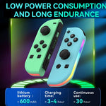 JOY-02 Gaming-Controller (links und rechts) mit RGB-Beleuchtung, ergonomischer Oberfläche und Bluetooth-Funktion für Switch / Switch OLED / Switch Pro / Switch Lite / Switch Joy-Con, Farben: Blau/Rot, Grün/Blau, Weiß