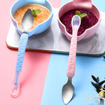 Babynahrung Doppelendiger Schaberlöffel aus 304 Edelstahl mit weichem Silikonlöffel, Rosa, Blau, Blau mit Aufbewahrungsbox, Rosa mit Aufbewahrungsbox