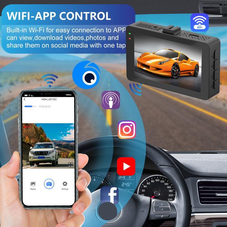3-Zoll Dual-Kamera Front 4K + Rück 2K HD WiFi Fahrrekorder, A5