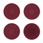 4pcs/set 6.8x0.3cm Car Anti-slip Silicone Water Coaster Storage Interior, Black, Gray, Brown, Green, Wine Red