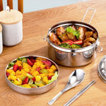 Runde Lunchbox aus 304 Edelstahl, 14cm einlagig, 16cm einlagig, 14cm doppelwandig, 16cm doppelwandig