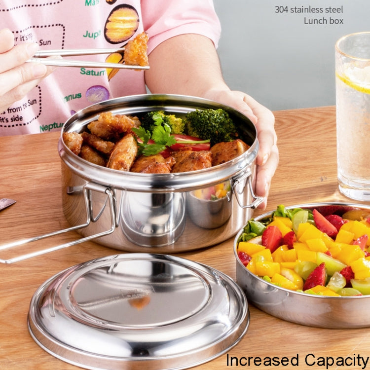 Runde Lunchbox aus 304 Edelstahl, 14cm einlagig, 16cm einlagig, 14cm doppelwandig, 16cm doppelwandig
