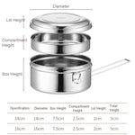 Runde Lunchbox aus 304 Edelstahl, 14cm einlagig, 16cm einlagig, 14cm doppelwandig, 16cm doppelwandig