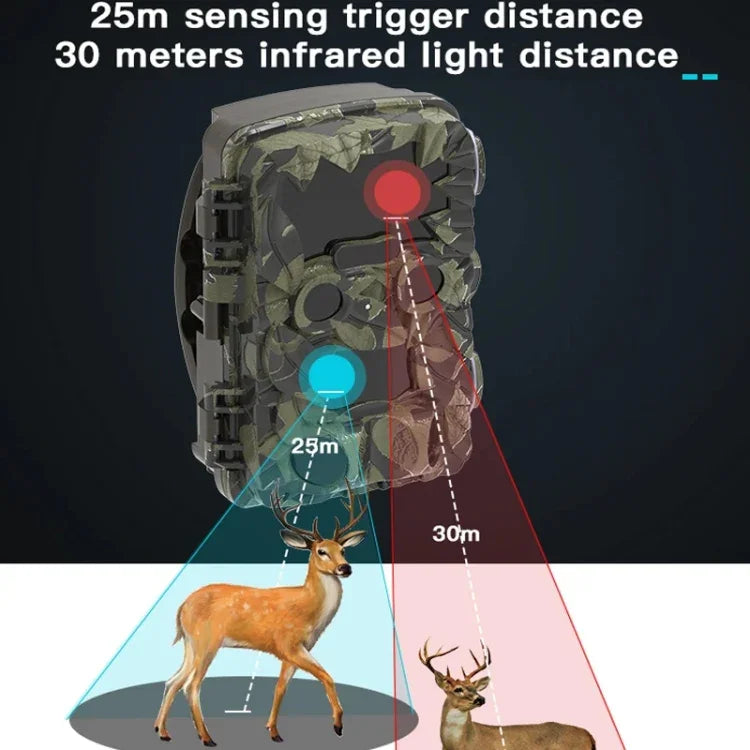 H8201 4K Infrarotkamera mit Dual-Objektiv 32MP HD-Nachtsicht-Überwachungskamera, H8201 Wildkamera für den Außenbereich
