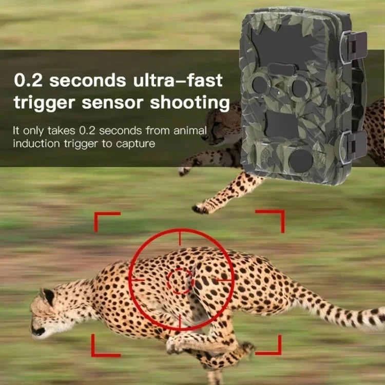H8201 4K Infrarotkamera mit Dual-Objektiv 32MP HD-Nachtsicht-Überwachungskamera, H8201 Wildkamera für den Außenbereich