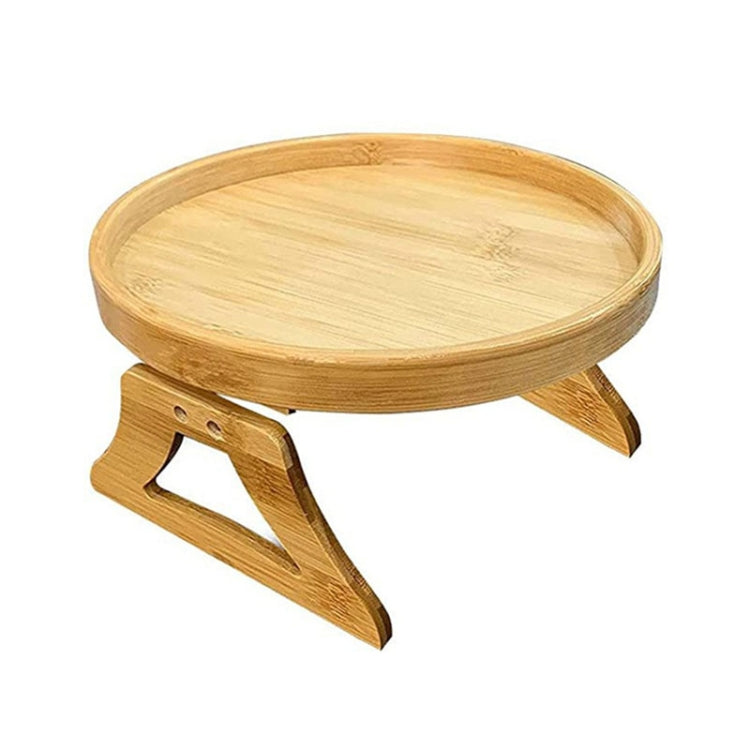 25cm klappbares Sofa-Rundtablett, Couch-Armlehnenablage für zu Hause, Kiefernholz, Bambus