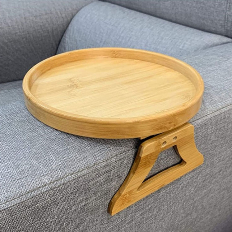 25cm klappbares Sofa-Rundtablett, Couch-Armlehnenablage für zu Hause, Kiefernholz, Bambus