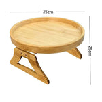 25cm klappbares Sofa-Rundtablett, Couch-Armlehnenablage für zu Hause, Kiefernholz, Bambus